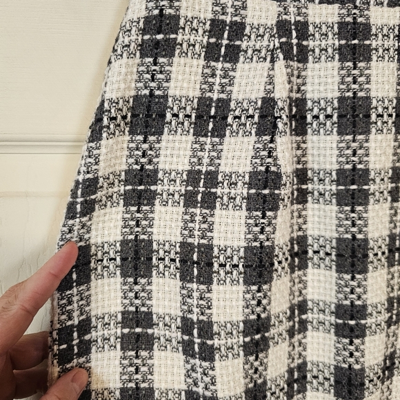 Vintage Tweed Knit Plaid Velvet Checkered Button Down Peplum Blazor Skirt Set - Picture 6 of 16